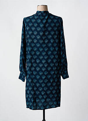 Robe courte col v bleu LA FEE MARABOUTEE femme
