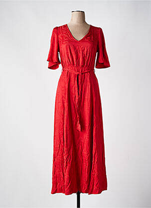 Robe longue col v rouge VILA femme