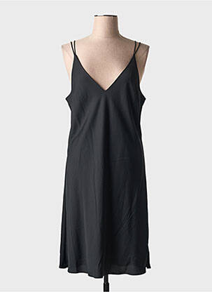 Robe mi-longue col v noir CALVIN KLEIN femme