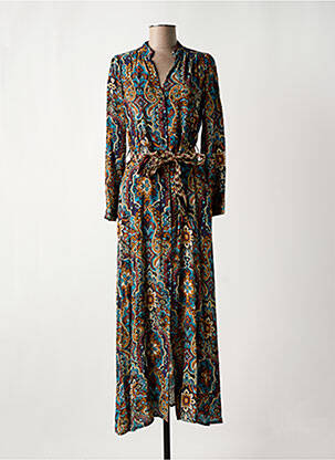 Robe longue col v bleu LA FEE MARABOUTEE femme