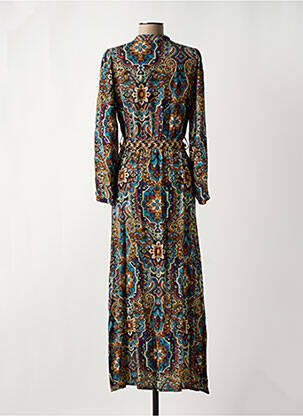Robe longue col v bleu LA FEE MARABOUTEE femme