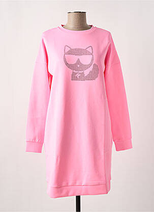 Robe courte col rond rose KARL LAGERFELD fille