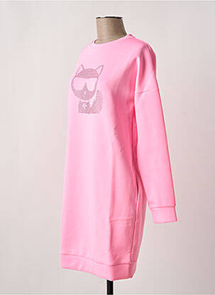 Robe courte col rond rose KARL LAGERFELD fille