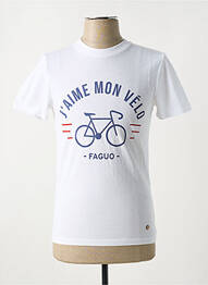T-shirt col rond blanc FAGUO homme