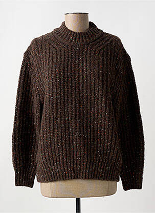 Pull col rond marron NUDIE JEANS CO femme