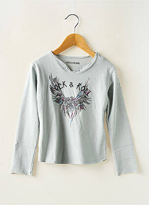 T-shirt col rond gris ZADIG & VOLTAIRE fille