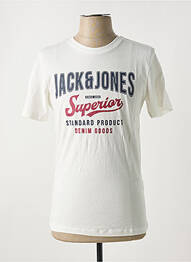 T-shirt col rond blanc JACK & JONES homme