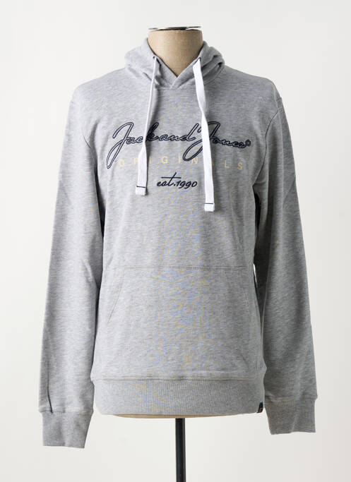 Sweat-shirt à capuche gris JACK & JONES pour homme