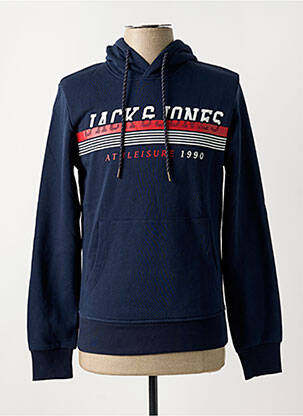 Sweat-shirt à capuche col rond bleu JACK & JONES homme