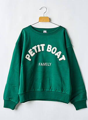 Sweat-shirt col rond vert PETIT BATEAU garçon