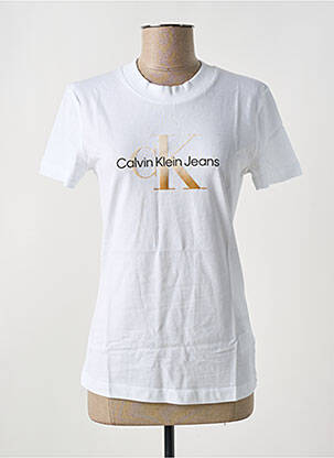 T-shirt col rond blanc CALVIN KLEIN femme