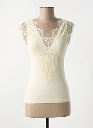 Débardeur col v beige PIECES femme