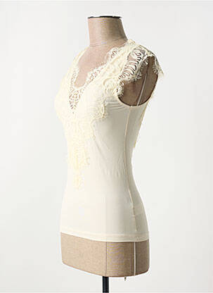 Débardeur col v beige PIECES femme