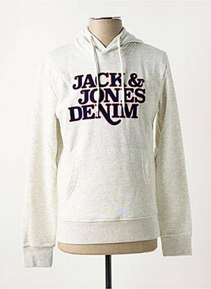 Sweat-shirt à capuche col rond blanc JACK & JONES homme