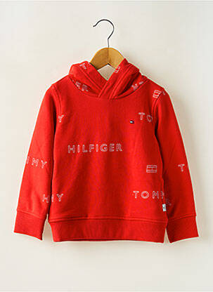 Sweat-shirt à capuche col rond rouge TOMMY HILFIGER garçon