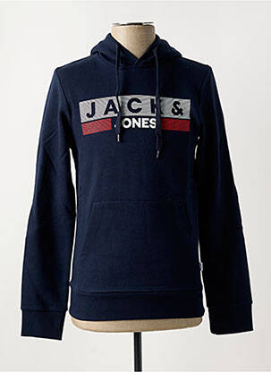 Sweat-shirt à capuche col rond bleu JACK & JONES homme