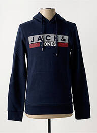 Sweat-shirt à capuche col rond bleu JACK & JONES homme