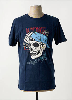 T-shirt col rond bleu JACK & JONES homme