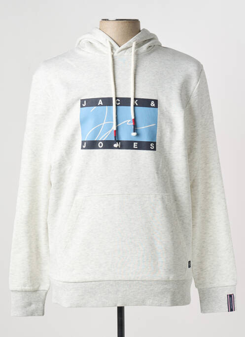 Sweat-shirt à capuche blanc JACK & JONES pour homme