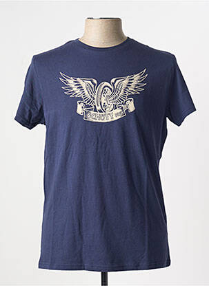 T-shirt col rond bleu SCHOTT homme