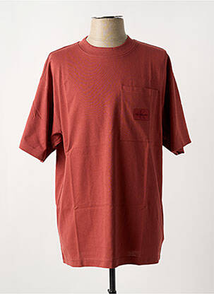 T-shirt col rond rouge CALVIN KLEIN homme