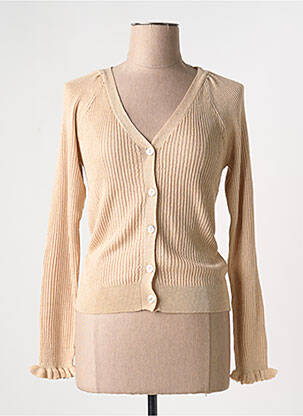 Gilet manches longues col v beige VILA femme