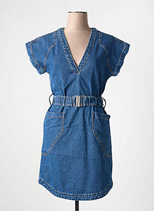 Robe mi-longue col v bleu VILA femme