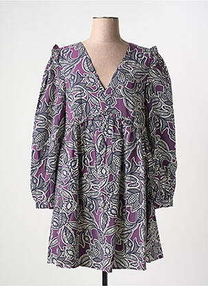 Robe courte col v violet GRACE & MILA femme