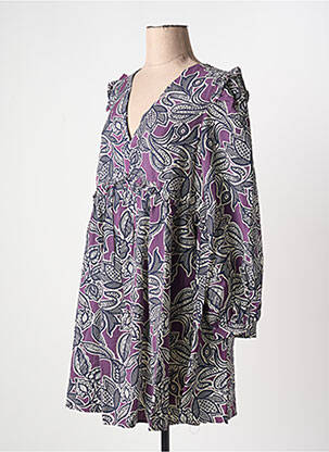Robe courte col v violet GRACE & MILA femme