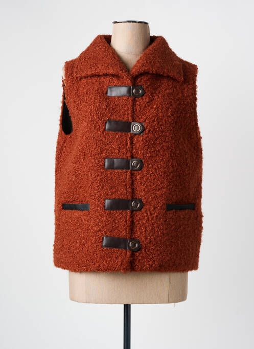 Gilet sans manche orange PAUL BRIAL pour femme