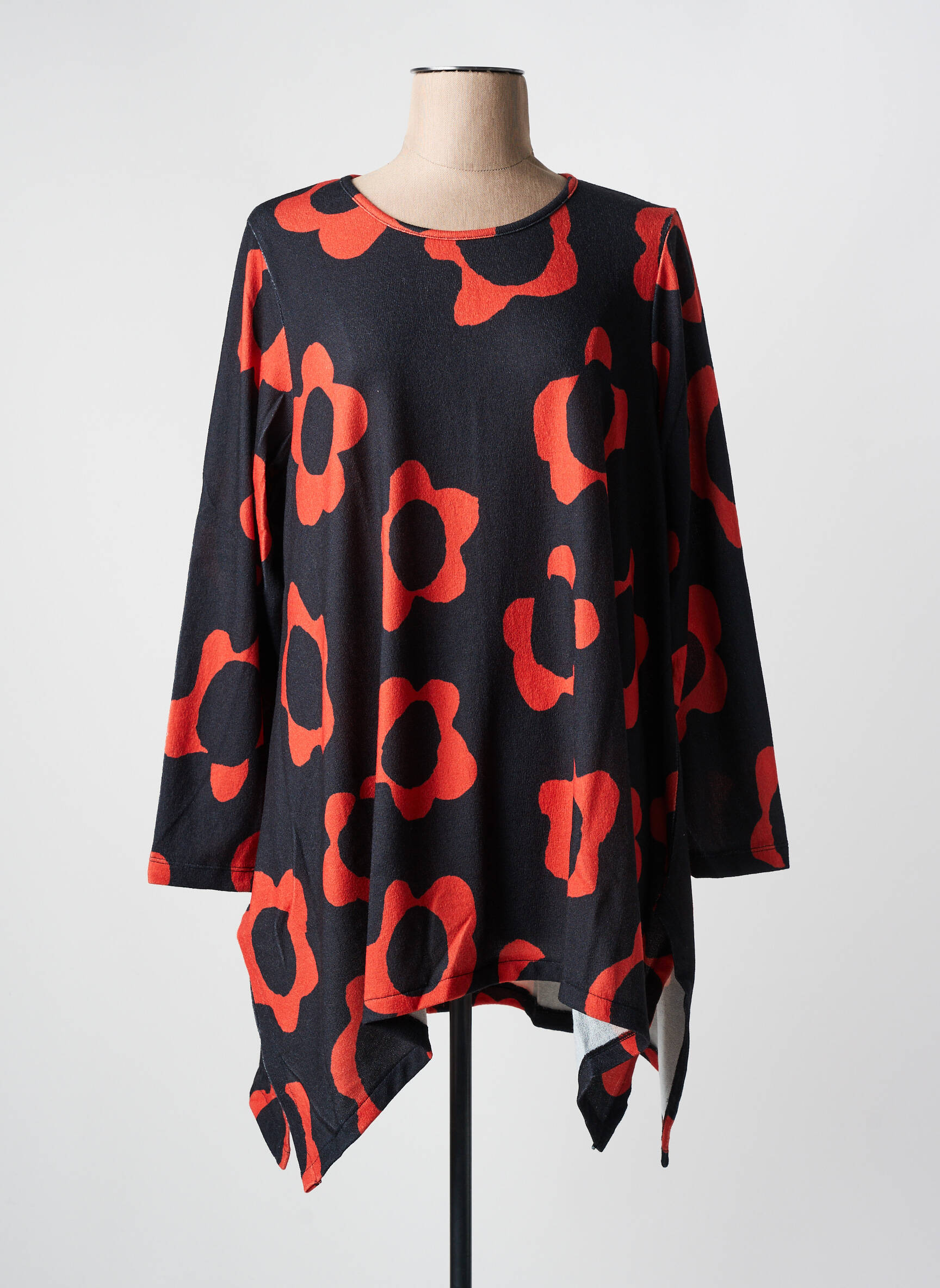 Robe tunique over size orange vol V avec dentelle