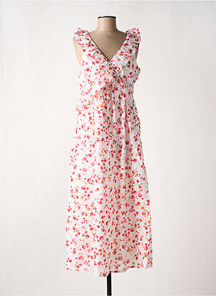 Robe longue imprimé fleurs sans manche blanc CREAM femme