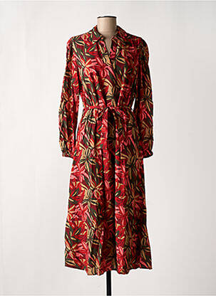 Robe longue tissage popeline manches longues rouge JULIE GUERLANDE femme