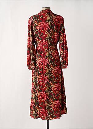 Robe longue tissage popeline manches longues rouge JULIE GUERLANDE femme