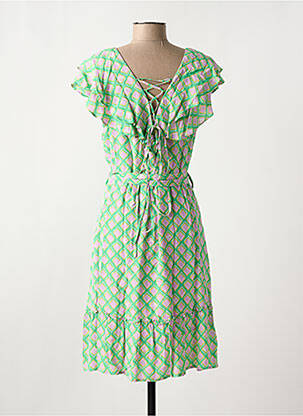 Robe mi-longue imprimé fantaisie manches courtes vert FRACOMINA femme