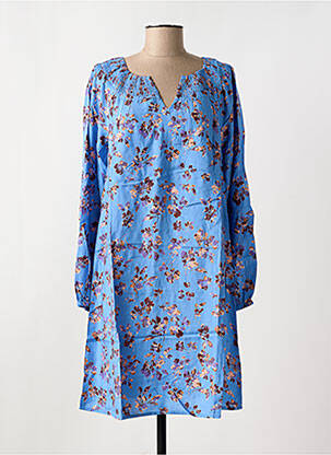 Robe mi-longue imprimé fleurs manches longues bleu CREAM femme