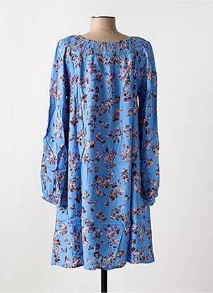 Robe mi-longue imprimé fleurs manches longues bleu CREAM femme