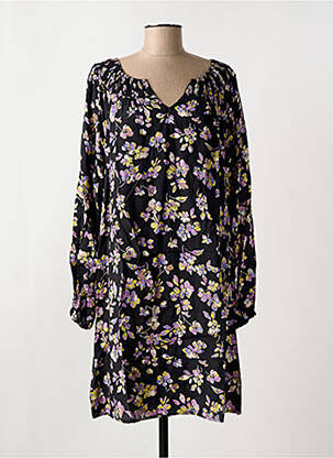 Robe mi-longue imprimé fleurs manches longues noir CREAM femme