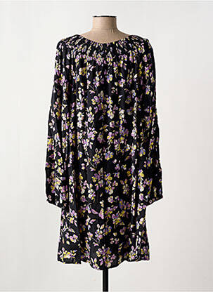 Robe mi-longue imprimé fleurs manches longues noir CREAM femme