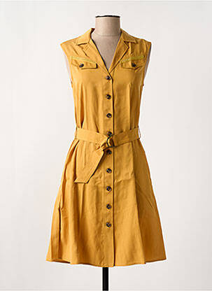 Robe mi-longue manches courtes manches courtes jaune LOLA ESPELETA femme