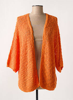 Gilet manches longues maille tricot orange CREAM femme