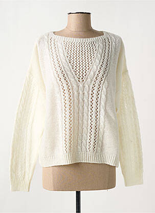Pull coupe cintrée manches longues blanc FRACOMINA femme