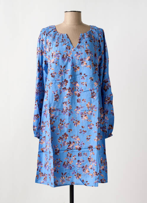 Robe mi-longue imprimé fleurs manches longues bleu CREAM femme