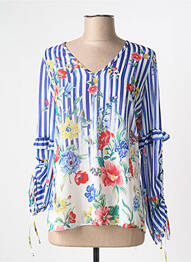 Blouse légère et transparente manches longues bleu FRACOMINA femme