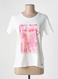 T-shirt sérigraphie manches courtes blanc CREAM femme