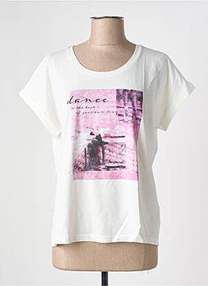 T-shirt coupe droite manches courtes blanc CREAM femme