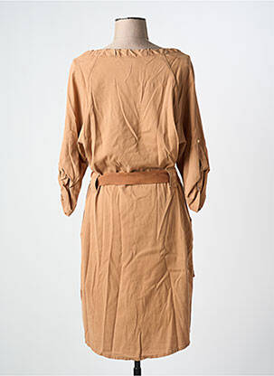 Robe mi-longue manches 3/4 manches 3/4 marron EVA KAYAN femme