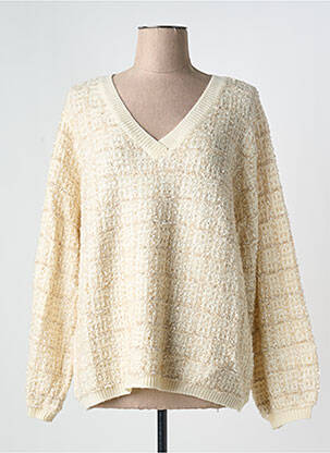 Pull col v manches longues beige CREAM femme