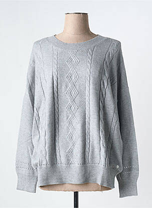 Pull tissage chiné manches longues gris CREAM femme