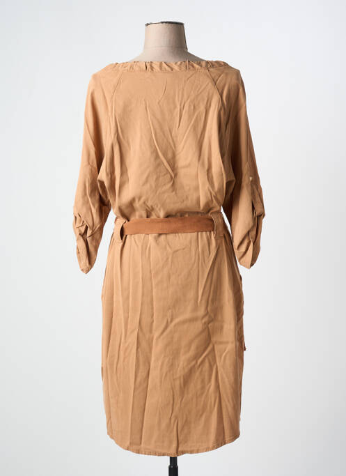 Robe mi-longue manches 3/4 manches 3/4 marron EVA KAYAN femme